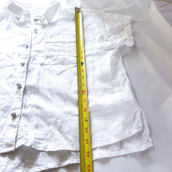 Joie Womens Linen embroidered button down Shirt Short Sleeve Size Medium - Picture 13 of 13